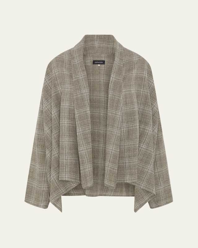 Wide A-Line Scrunch Shawl-Collar Jacket (Mid Plus Length)